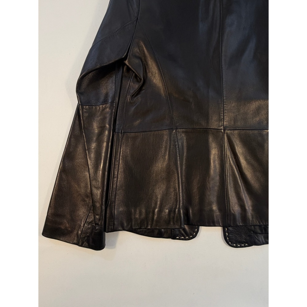 Banana Republic Leather Blazer Women Small Black Excellent Pick Stitch Jacket - Picture 9 of 10